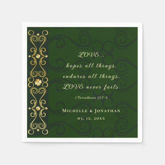 アイルランドデザインの愛は永遠に壊れない 結婚式で使われる聖書の一節 スタンダードカクテルナプキン (正面)