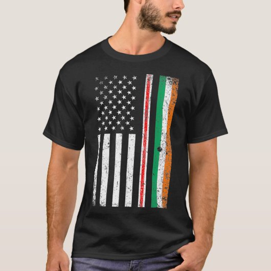 アイルランドナースSt patricks dayアイリッシュアメリカ国旗 Tシャツ (正面)