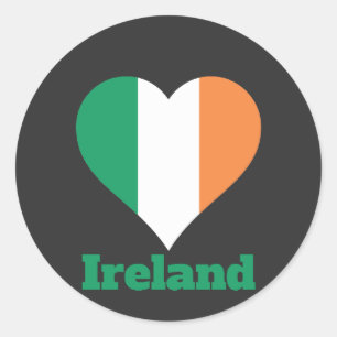 アイルランドハート国旗 ラウンドシール