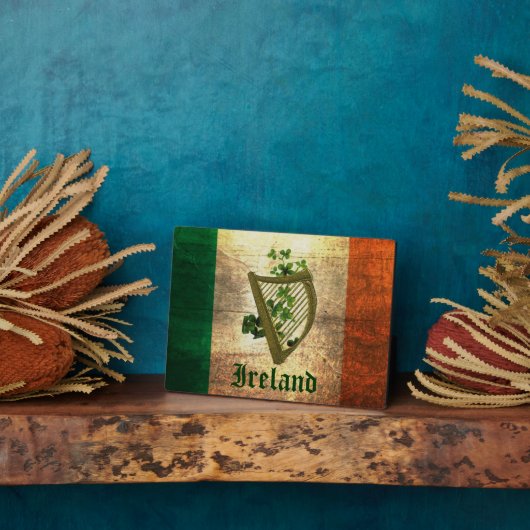 アイルランドハープ国旗のテーブルトップ フォトプラーク (側面)
