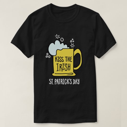 アイルランドビールをキス セントパトリックデーブラックTシャツ Tシャツ (デザイン正面)