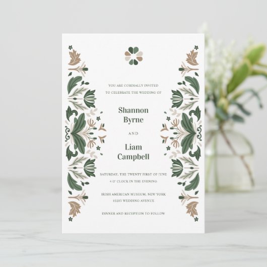 アイルランドフォークアートシャームロックセ結婚ルト 招待状 (スタンド正面)