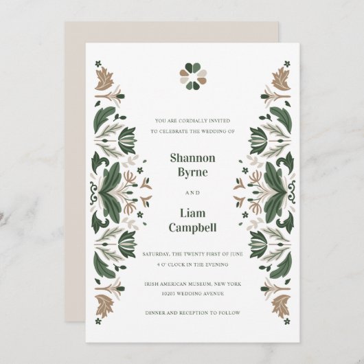 アイルランドフォークアートシャームロックセ結婚ルト 招待状 (正面/裏面)