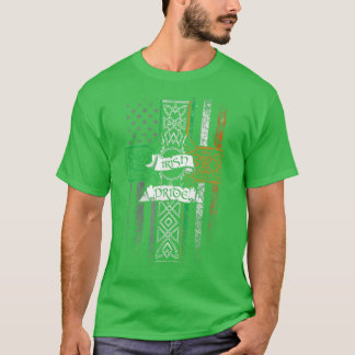 アイルランドプライドアメリカンフラッグセルティッククロスSt patricks Tシャツ