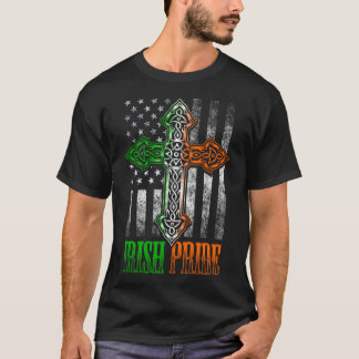 アイルランドプライドケルト十字アメリカ国旗アイルランド国旗 Tシャツ