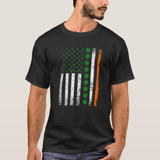アイルランドプライドヴィンテージ米国国旗St patricks day Tシャツ (正面)