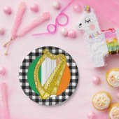 アイルランドプレート、ハープ、バッファロープレイド&アイルランド国旗 ペーパープレート (パーティー)