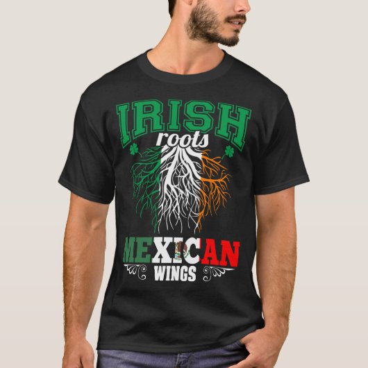 アイルランドルーツメキシコウイングSt patricks day Tシャツ (正面)