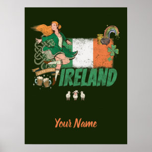 アイルランドヴィンテージ国旗セントパトリックの日のお土産 ポスター
