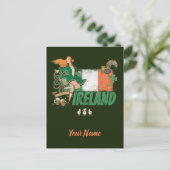 アイルランドヴィンテージ国旗セントパトリックの日レトロ シーズンポストカード (スタンド正面)