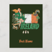 アイルランドヴィンテージ国旗セントパトリックの日レトロ シーズンポストカード (正面)