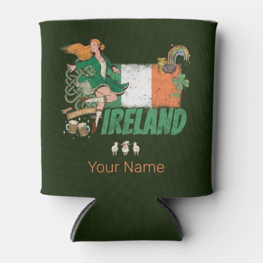 アイルランドヴィンテージ国旗セントパトリックの日レトロ 缶クーラー (正面)