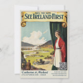 アイルランドヴィンテージ結婚旅行ポスターQRコード セーブザデート (正面)