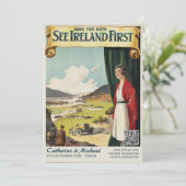 アイルランドヴィンテージ結婚旅行ポスターQRコード セーブザデート (スタンド正面)