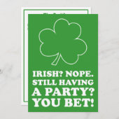 アイルランド人じゃないけどセントパトリックデーのパーティーに招待 招待状 (正面/裏面)