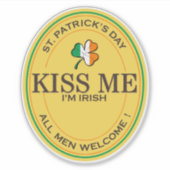 アイルランド人だよ、キスして!男の子大歓迎! シール (正面)