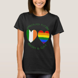 アイルランド人とゲイの誇り ハート型の旗 アイルランドとゲイ プライド レインボー Tシャツ