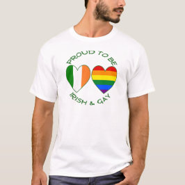 アイルランド人とゲイの誇り ハート型の旗 アイルランドと虹色のLGBTQ+プライド Tシャツ