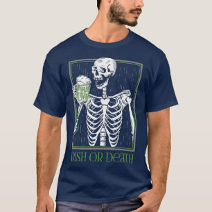 アイルランド人と死の骸骨、緑のビールを飲む Tシャツ