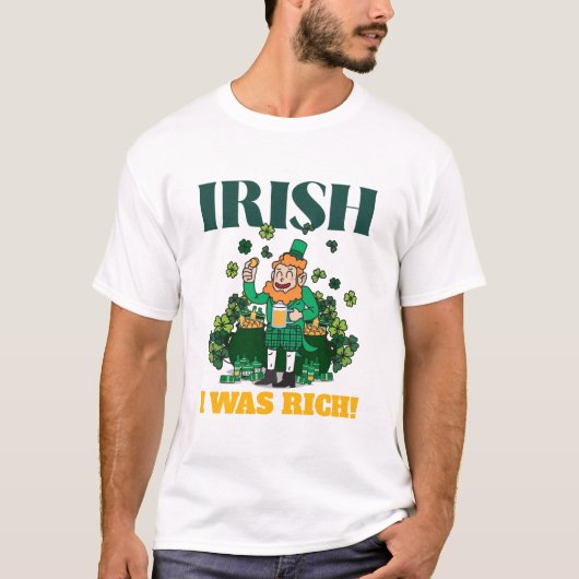 アイルランド人なら金持ちだったわね 面白いレプラコーン Tシャツ (正面)