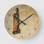 アイルランド人のばら色のハープの時計 ラウンド壁時計 (正面)