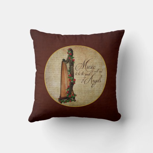 アイルランド人のばら色のハープの枕 クッション (裏面)