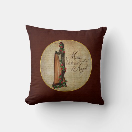 アイルランド人のばら色のハープの枕 クッション (正面)