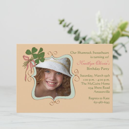 アイルランド人のスマイル-写真の誕生日のパーティの招待状 招待状 (スタンド正面)