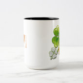 アイルランド人の幸運。トリカラーシャムロック名前をカスタムする ツートーンマグカップ (中央)