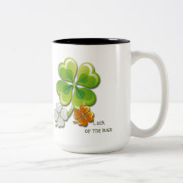アイルランド人の幸運。トリカラーシャムロック名前をカスタムする ツートーンマグカップ