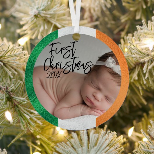 アイルランド人の赤ちゃんの初めてのクリスマス メタルオーナメント (インサイチュ)
