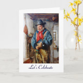 アイルランド人はウィスキーをフラスコに入れて誕生日を求める カード (黄色い花)