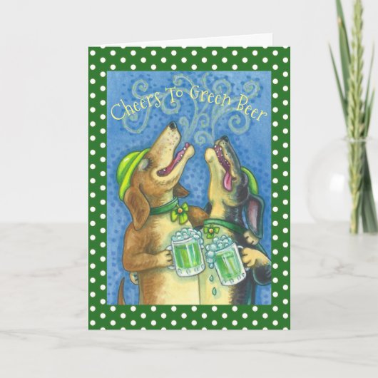 アイルランド人はグリーンビール、犬のグリーティングカードの詩を聞く カード (正面)