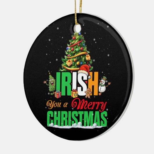 アイルランド人はメリークリスマスサンタアイルランド国旗のクリス セラミックオーナメント (左)