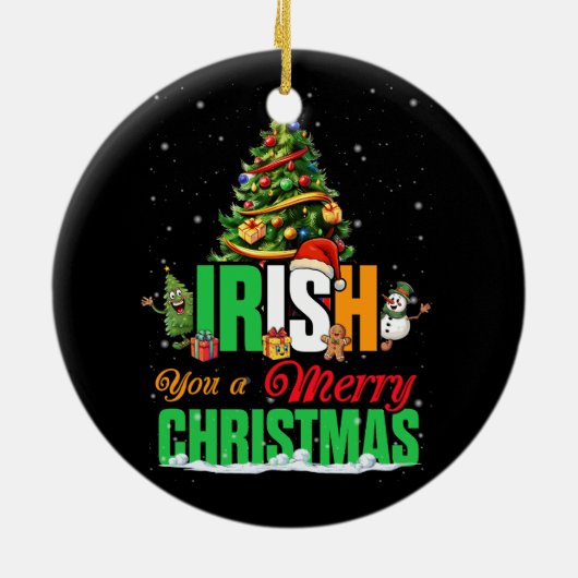 アイルランド人はメリークリスマスサンタアイルランド国旗のクリス セラミックオーナメント (裏面)