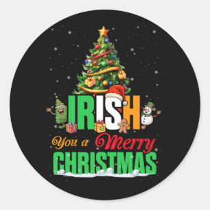 アイルランド人はメリークリスマスサンタアイルランド国旗のクリス ラウンドシール