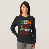 アイルランド人はメリークリスマスサンタアイルランド国旗のクリス Tシャツ (正面フル)