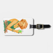 アイルランド人旅行ラベル、アイルランドの女の子+ 緑ビールピンナップのラベル ラゲッジタグ (正面横)