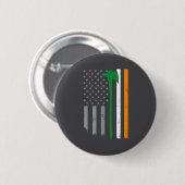 アイルランド人消防士 アメリカ国旗 クール 聖パトリックの日 缶バッジ (正面&裏面)