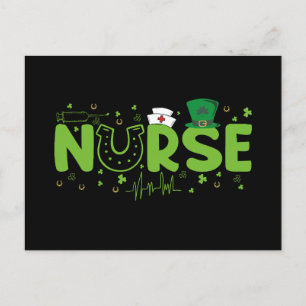 アイルランド人看護師 ステートスコープ スクラブ パトリックの日 看護師 ポストカード