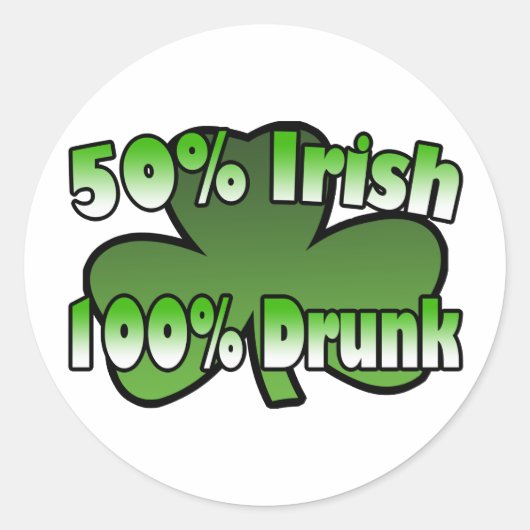 アイルランド人50% 100%によって飲まれるステッカー ラウンドシール (正面)
