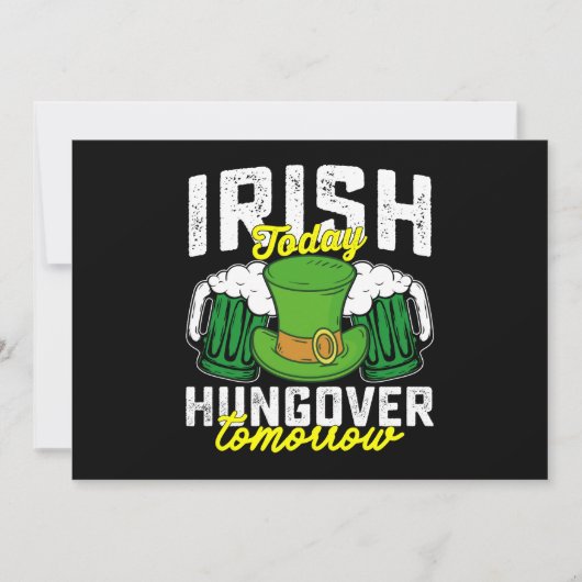 アイルランド人 今日は楽しく明日は二日酔い 面白いセントパトリックの日 招待状 (正面)