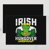 アイルランド人 今日は楽しく明日は二日酔い 面白いセントパトリックの日 招待状 (正面/裏面)