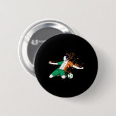 アイルランド代表サッカー - アイルランド国旗 フットボール好き 缶バッジ (正面&裏面)