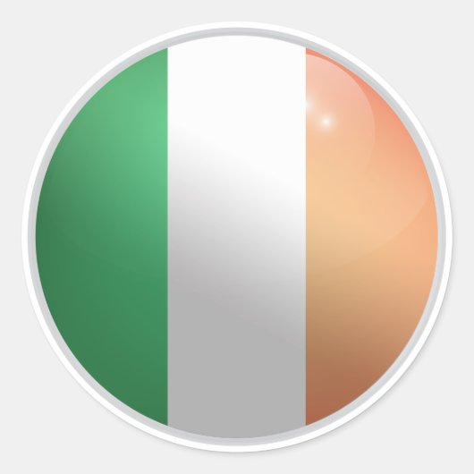 アイルランド光沢円国旗 ラウンドシール (正面)