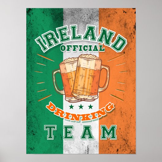 アイルランド公式の飲みチーム。ビールおもしろい ポスター (正面)