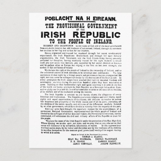 アイルランド共和国のイースターライジング宣言 ポストカード (正面)