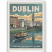 アイルランド共和国ダブリンのヴィンテージな街並み 旅行のお土産 シール (正面)