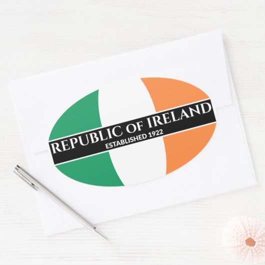 アイルランド共和国国旗1922年制定ホワイト文字 楕円形シール (封筒)