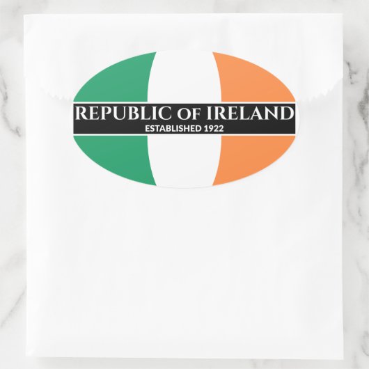 アイルランド共和国国旗1922年制定ホワイト文字 楕円形シール (バッグ)